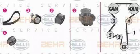 BEHR HELLA Service 8MP 376 806-841 - Wasserpumpe + Zahnriemensatz alexcarstop-ersatzteile.com