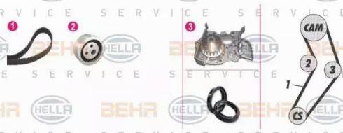 BEHR HELLA Service 8MP 376 801-881 - Wasserpumpe + Zahnriemensatz alexcarstop-ersatzteile.com