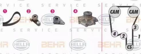 BEHR HELLA Service 8MP 376 808-861 - Wasserpumpe + Zahnriemensatz alexcarstop-ersatzteile.com