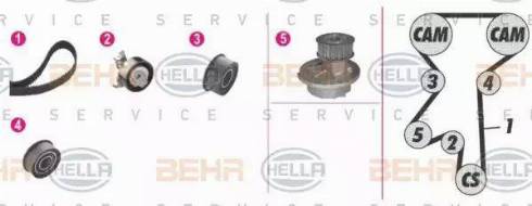 BEHR HELLA Service 8MP 376 807-821 - Wasserpumpe + Zahnriemensatz alexcarstop-ersatzteile.com