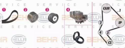 BEHR HELLA Service 8MP 376 814-881 - Wasserpumpe + Zahnriemensatz alexcarstop-ersatzteile.com