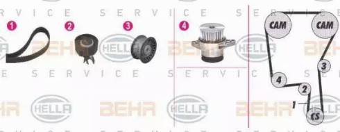 BEHR HELLA Service 8MP 376 813-891 - Wasserpumpe + Zahnriemensatz alexcarstop-ersatzteile.com