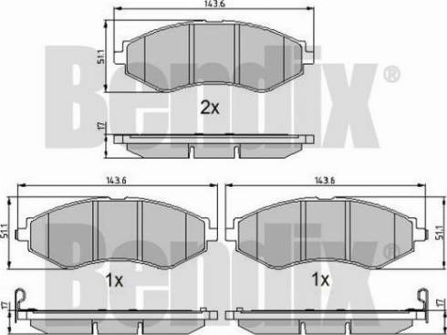 BENDIX 510523 - Bremsbelagsatz, Scheibenbremse alexcarstop-ersatzteile.com