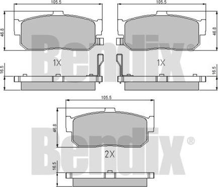 BENDIX 510612 - Bremsbelagsatz, Scheibenbremse alexcarstop-ersatzteile.com