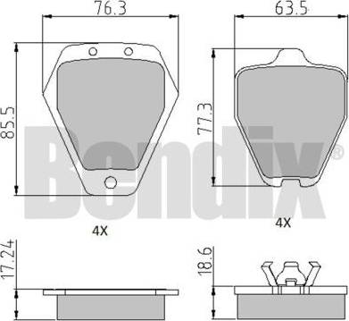 BENDIX 510726 - Bremsbelagsatz, Scheibenbremse alexcarstop-ersatzteile.com