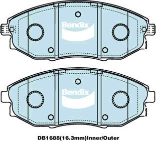 Bendix-AU DB1688 GCT - Bremsbelagsatz, Scheibenbremse alexcarstop-ersatzteile.com