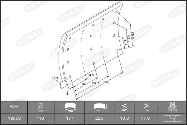 Beral KBL19068.0-1627 - Bremsbelagsatz, Trommelbremse alexcarstop-ersatzteile.com