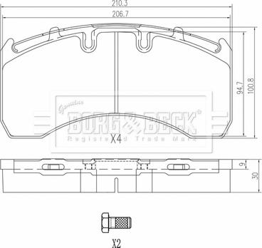 Borg & Beck BBP33005 - Bremsbelagsatz, Scheibenbremse alexcarstop-ersatzteile.com