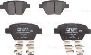 BOSCH 0 986 494 643 - Bremsbelagsatz, Scheibenbremse alexcarstop-ersatzteile.com