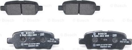 BOSCH 0 986 494 090 - Bremsbelagsatz, Scheibenbremse alexcarstop-ersatzteile.com