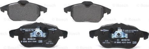 BOSCH 0 986 494 044 - Bremsbelagsatz, Scheibenbremse alexcarstop-ersatzteile.com