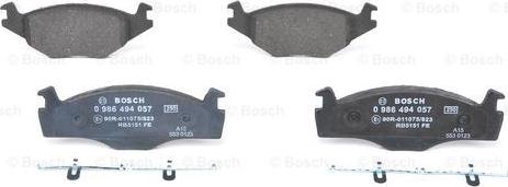 BOSCH 0 986 494 057 - Bremsbelagsatz, Scheibenbremse alexcarstop-ersatzteile.com