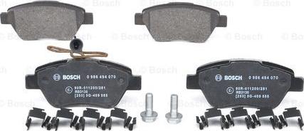 BOSCH 0 986 494 070 - Bremsbelagsatz, Scheibenbremse alexcarstop-ersatzteile.com