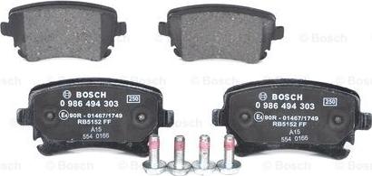 BOSCH 0 986 494 303 - Bremsbelagsatz, Scheibenbremse alexcarstop-ersatzteile.com