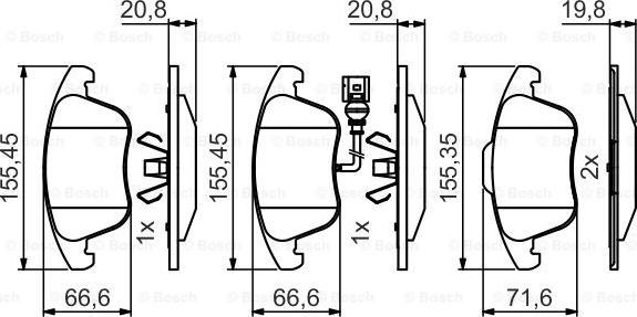 BOSCH 0 986 495 464 - Bremsbelagsatz, Scheibenbremse alexcarstop-ersatzteile.com