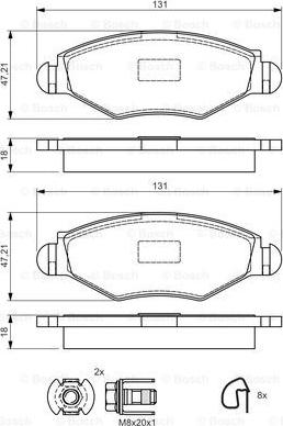 BOSCH 0 986 495 052 - Bremsbelagsatz, Scheibenbremse alexcarstop-ersatzteile.com