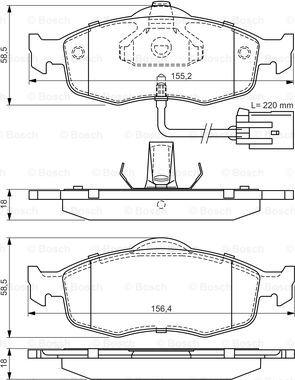 BOSCH 0 986 495 003 - Bremsbelagsatz, Scheibenbremse alexcarstop-ersatzteile.com