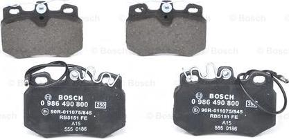 BOSCH 0 986 490 800 - Bremsbelagsatz, Scheibenbremse alexcarstop-ersatzteile.com