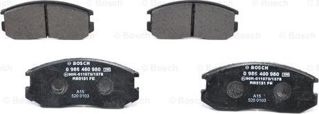 BOSCH 0 986 460 980 - Bremsbelagsatz, Scheibenbremse alexcarstop-ersatzteile.com