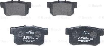 BOSCH 0 986 461 006 - Bremsbelagsatz, Scheibenbremse alexcarstop-ersatzteile.com