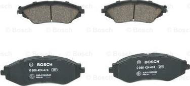 BOSCH 0 986 424 474 - Bremsbelagsatz, Scheibenbremse alexcarstop-ersatzteile.com