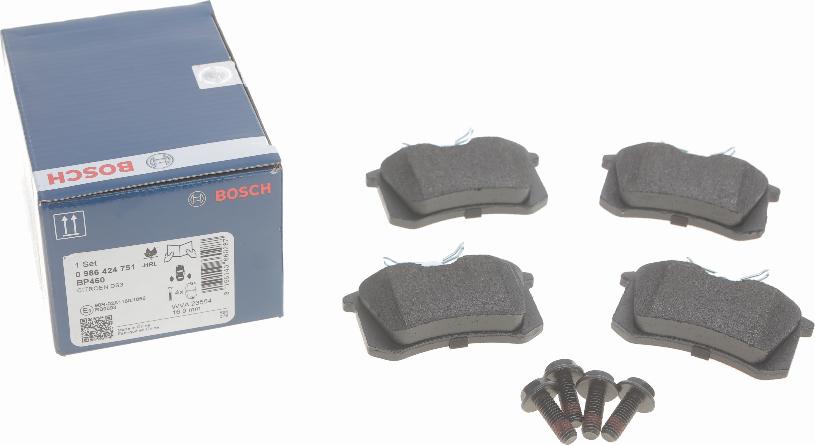 BOSCH 0 986 424 751 - Bremsbelagsatz, Scheibenbremse alexcarstop-ersatzteile.com