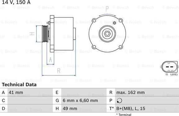 BOSCH 0 986 041 750 - Generator alexcarstop-ersatzteile.com