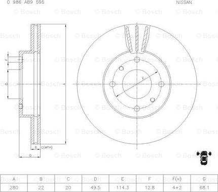 BOSCH 0 986 AB9 595 - Bremsscheibe alexcarstop-ersatzteile.com