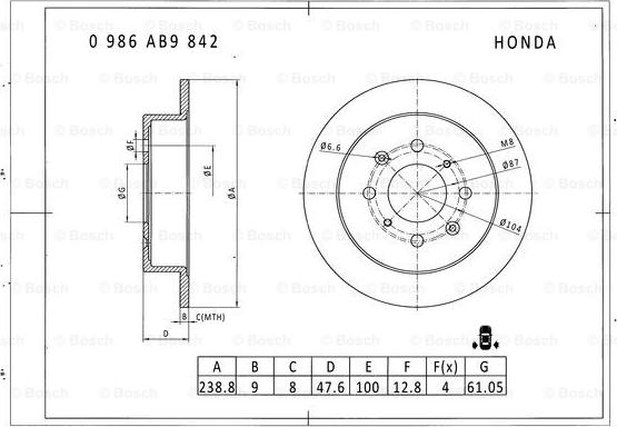 BOSCH 0 986 AB9 842 - Bremsscheibe alexcarstop-ersatzteile.com