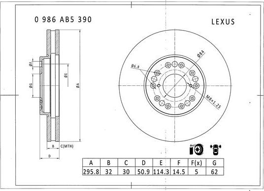 BOSCH 0 986 AB5 390 - Bremsscheibe alexcarstop-ersatzteile.com