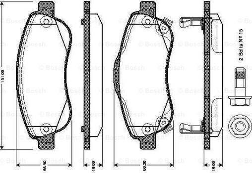 BOSCH 0 986 TB3 013 - Bremsbelagsatz, Scheibenbremse alexcarstop-ersatzteile.com