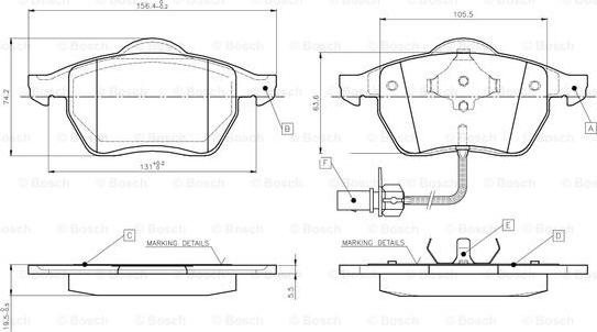 BOSCH 0 986 TB2 673 - Bremsbelagsatz, Scheibenbremse alexcarstop-ersatzteile.com