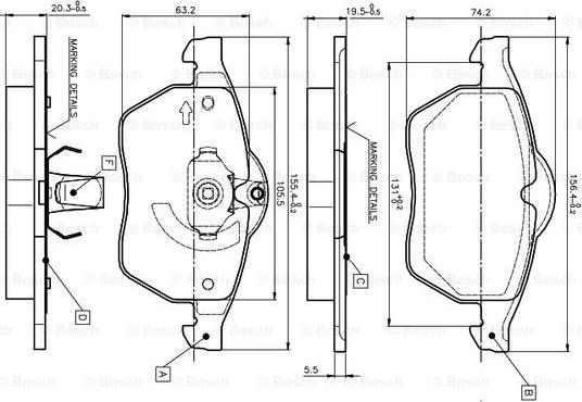 BOSCH 0 986 TB2 017 - Bremsbelagsatz, Scheibenbremse alexcarstop-ersatzteile.com