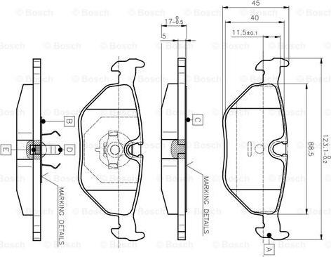 BOSCH 0 986 TB2 143 - Bremsbelagsatz, Scheibenbremse alexcarstop-ersatzteile.com