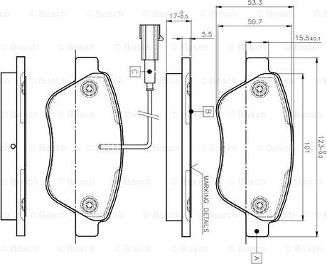 BOSCH 0 986 TB2 836 - Bremsbelagsatz, Scheibenbremse alexcarstop-ersatzteile.com