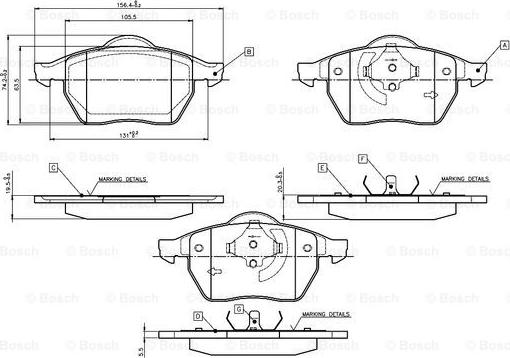 BOSCH 0 986 TB2 212 - Bremsbelagsatz, Scheibenbremse alexcarstop-ersatzteile.com