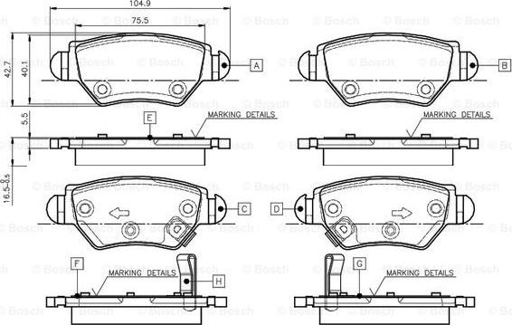 BOSCH 0 986 TB2 777 - Bremsbelagsatz, Scheibenbremse alexcarstop-ersatzteile.com