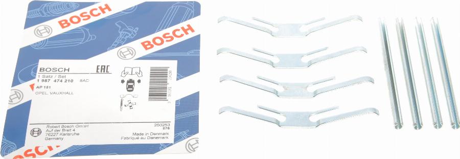 BOSCH 1 987 474 210 - Zubehörsatz, Scheibenbremsbelag alexcarstop-ersatzteile.com