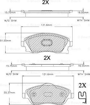 BOSCH F 03A 150 019 - Bremsbelagsatz, Scheibenbremse alexcarstop-ersatzteile.com