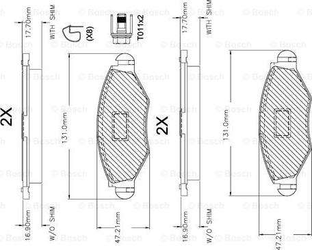 BOSCH F 03A 150 014 - Bremsbelagsatz, Scheibenbremse alexcarstop-ersatzteile.com