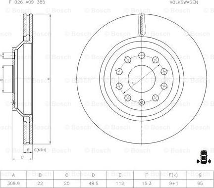 BOSCH F 026 A09 385 - Bremsscheibe alexcarstop-ersatzteile.com