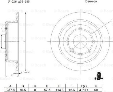 BOSCH F 026 A05 685 - Bremsscheibe alexcarstop-ersatzteile.com