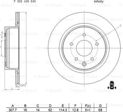 BOSCH F 026 A06 849 - Bremsscheibe alexcarstop-ersatzteile.com