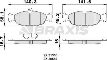 Braxis AA0009 - Bremsbelagsatz, Scheibenbremse alexcarstop-ersatzteile.com