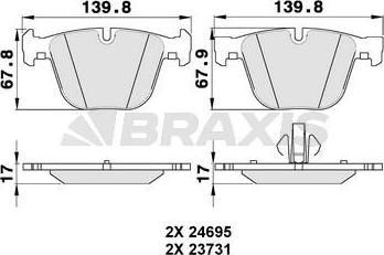 Braxis AA0314 - Bremsbelagsatz, Scheibenbremse alexcarstop-ersatzteile.com