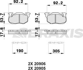 Braxis AB0035 - Bremsbelagsatz, Scheibenbremse alexcarstop-ersatzteile.com