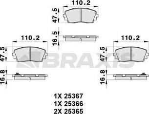 Braxis AB0307 - Bremsbelagsatz, Scheibenbremse alexcarstop-ersatzteile.com