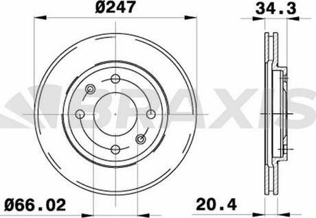 Braxis AE0009 - Bremsscheibe alexcarstop-ersatzteile.com