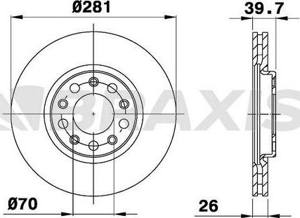 Braxis AE0780 - Bremsscheibe alexcarstop-ersatzteile.com