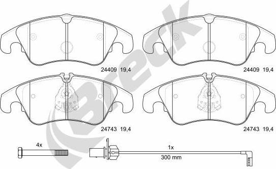 Breck 24743 00 551 00 - Bremsbelagsatz, Scheibenbremse alexcarstop-ersatzteile.com